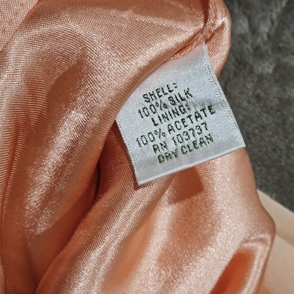 DONNA MORGAN Tube Dress | Coral Strapless 100% Silk Cinched Top Chiffon Mini - Picture 14 of 17